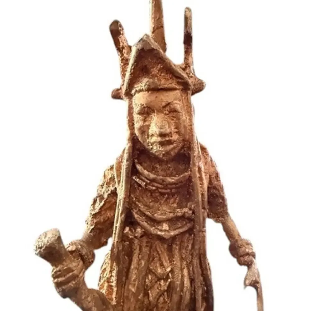 African Benin Style Bronze Warrior Figures (Set of 2) 🌍